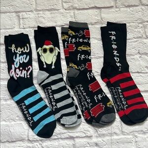 Friends Themed Woman’s Socks Set - Black, Gray, Red set of 4